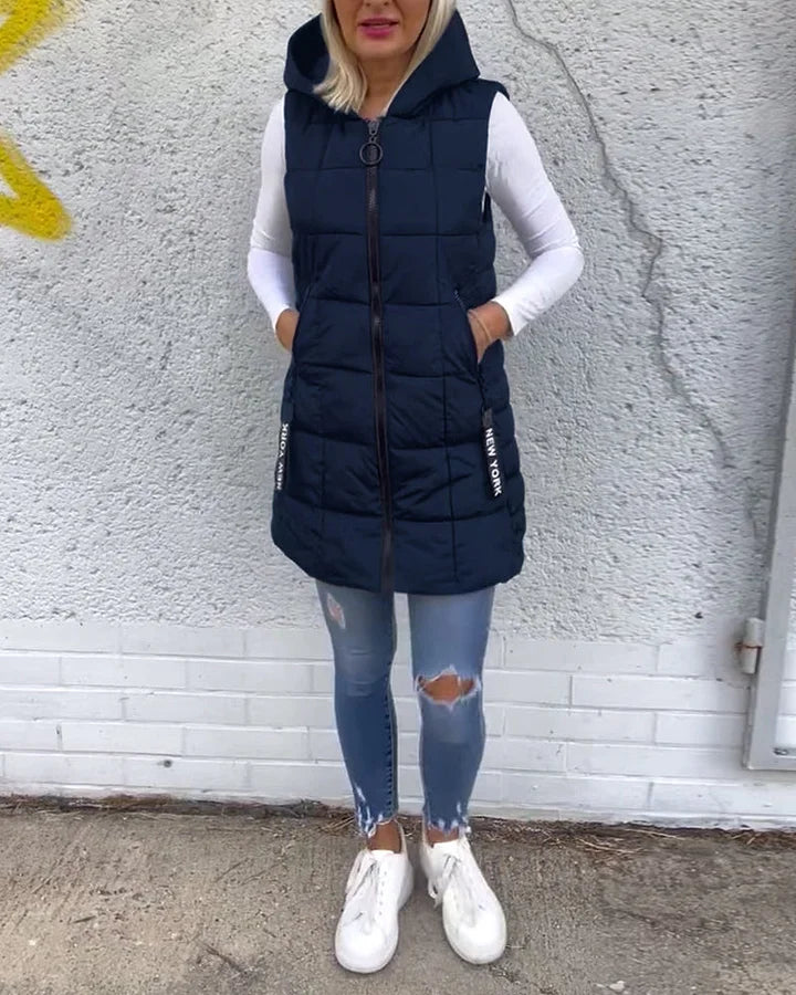 Laruna | Sleeveless Padded Coat with Zipper