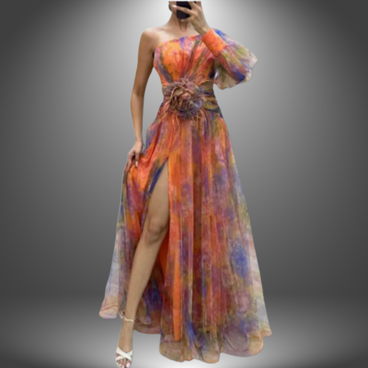 Addison | Vibrant One-Shoulder Floral Maxi Dress