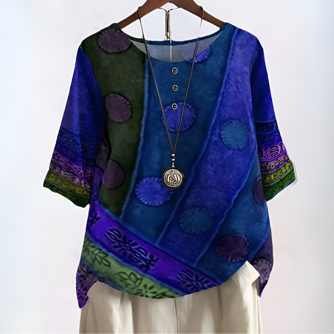 Demi - Casual Effortless Style Relaxed Fit Boho Shirt