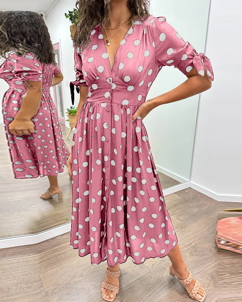 Monique™ | Elegant Polka Dot Dress
