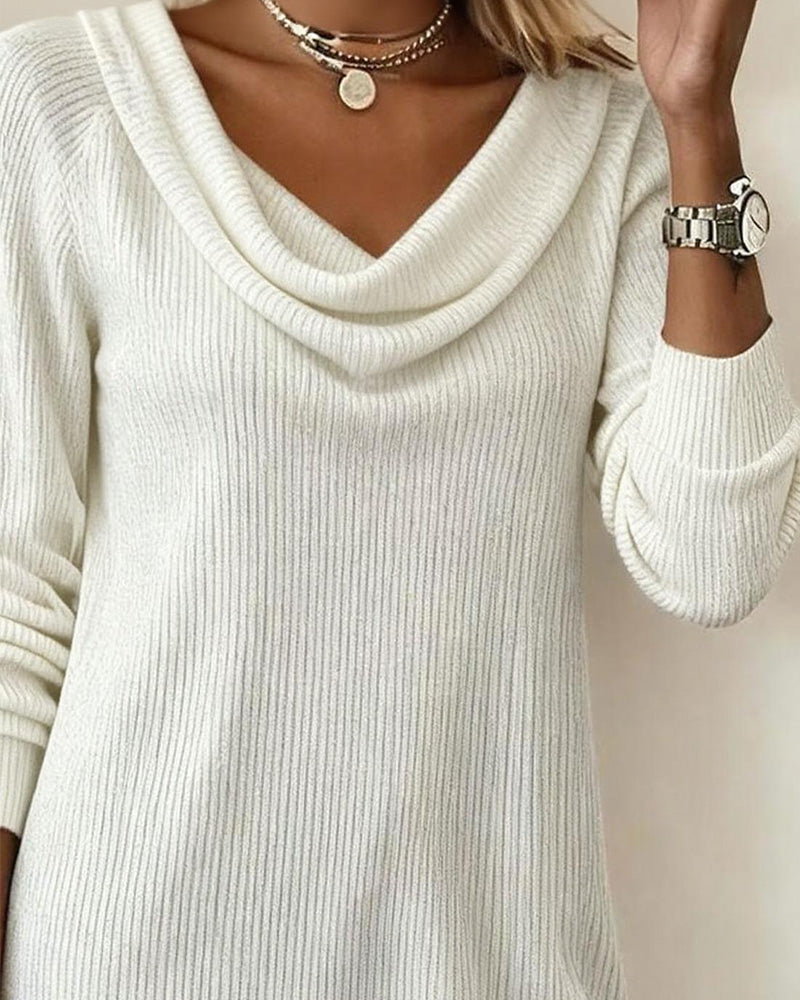 Straight Dress with Long Sleeves and High Collar