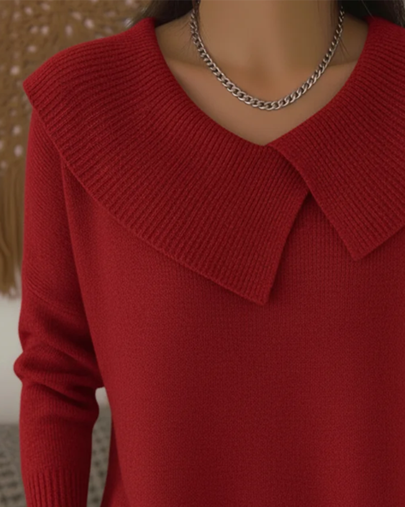 Solid Color Long Sleeve Baby Collar Sweater