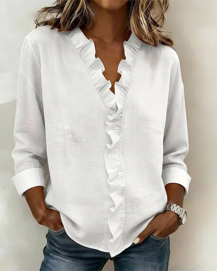 Theresa | Ruffle V-Neck Blouse