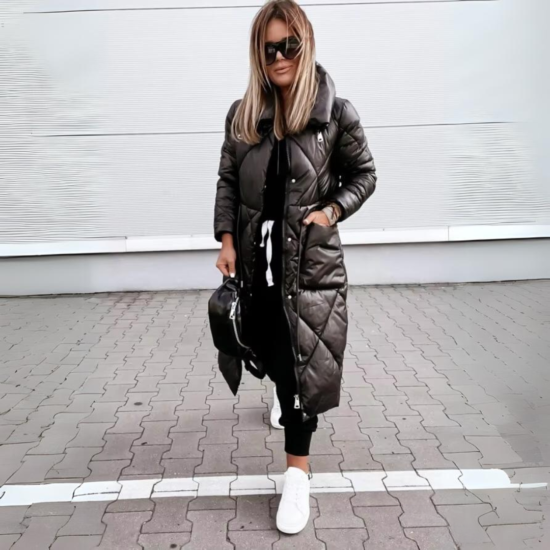 Amelia - Quilted Longline Winter Coat
