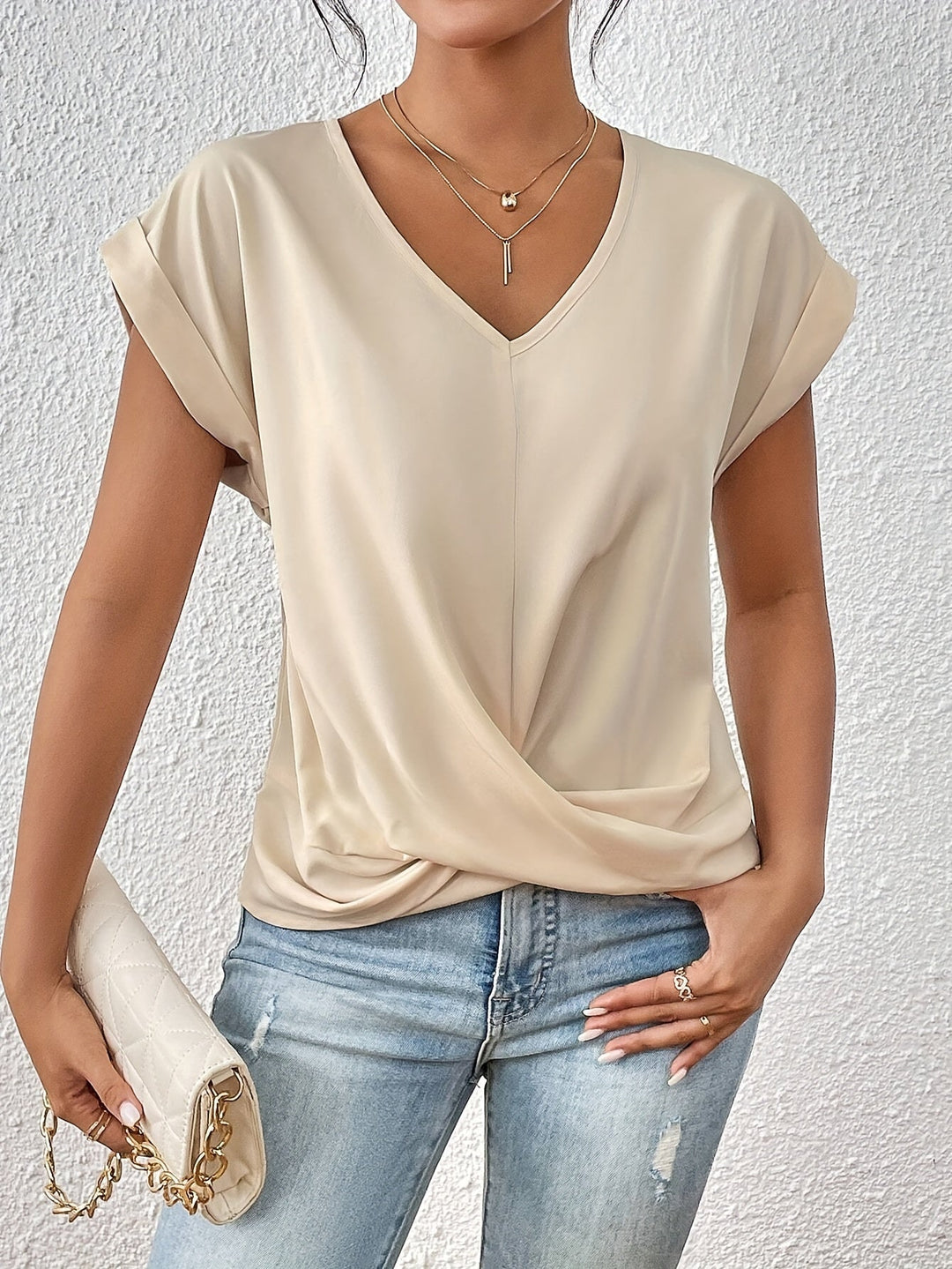 Kathrina | V-Hals Twist Front Top