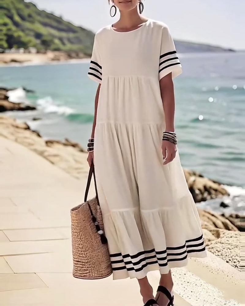 Trendy Vacation Dress Short Sleeves