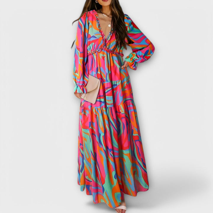 Juno | Elegant V-Neck Floral Dress