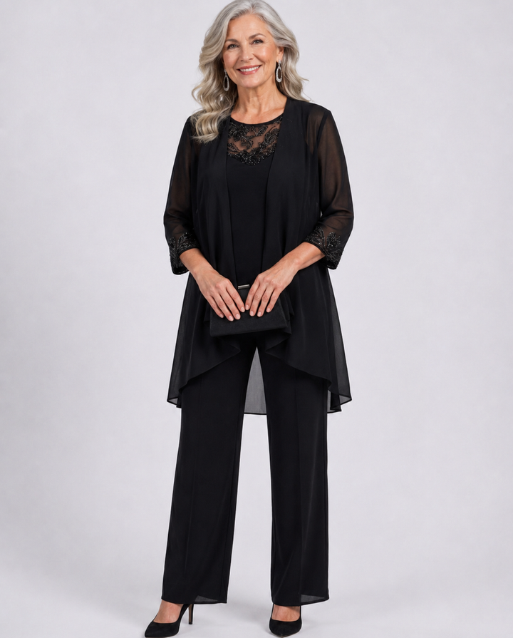Lillie | Linen Three-Piece Set — Jacket, Top &amp; Wide-Leg Pants