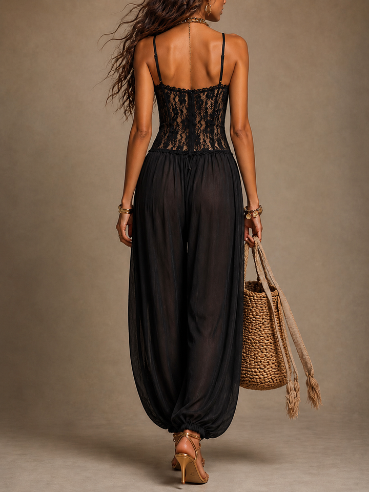 Liza | flowing lace halter jumpsuit