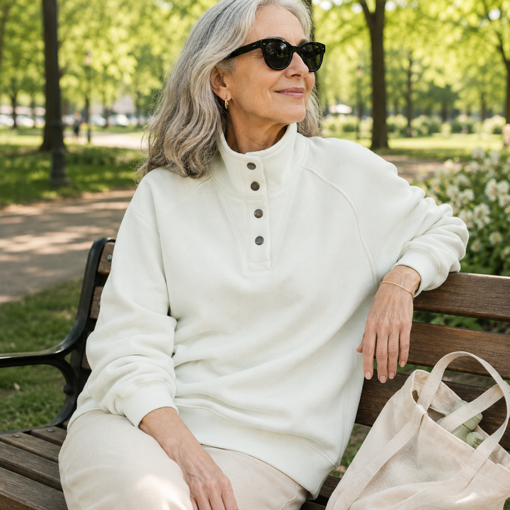 Marley| Button-Neck Pullover