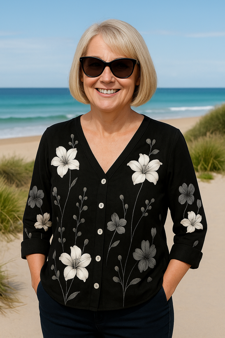 June |  Floral Top - Natural Grace, Effortless Fit