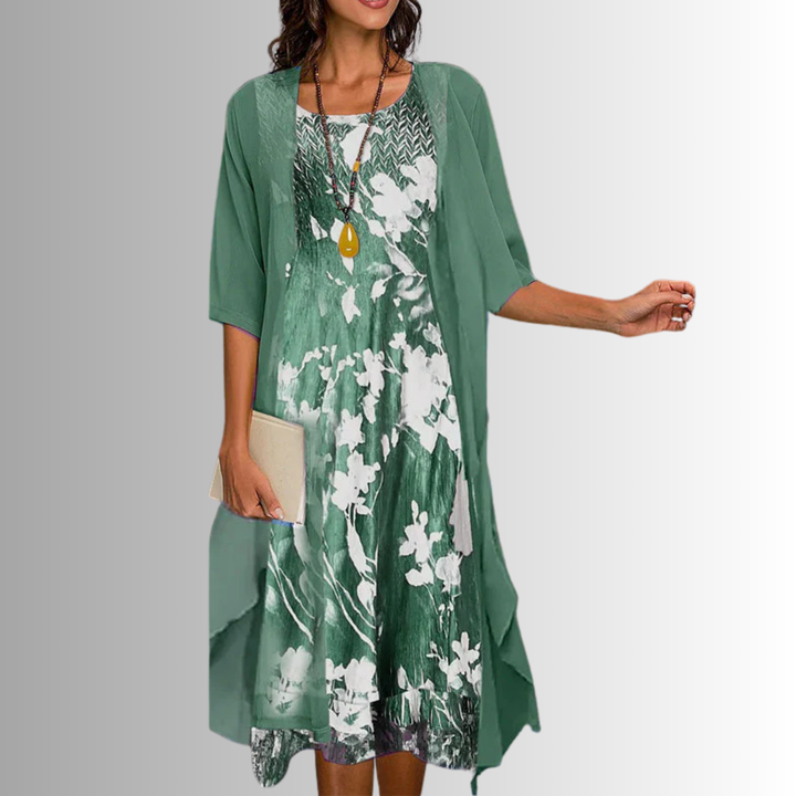Chrisy | Elegant 2-Piece Summer Set for Women - Flowy Chic Blouse and Dress Combo