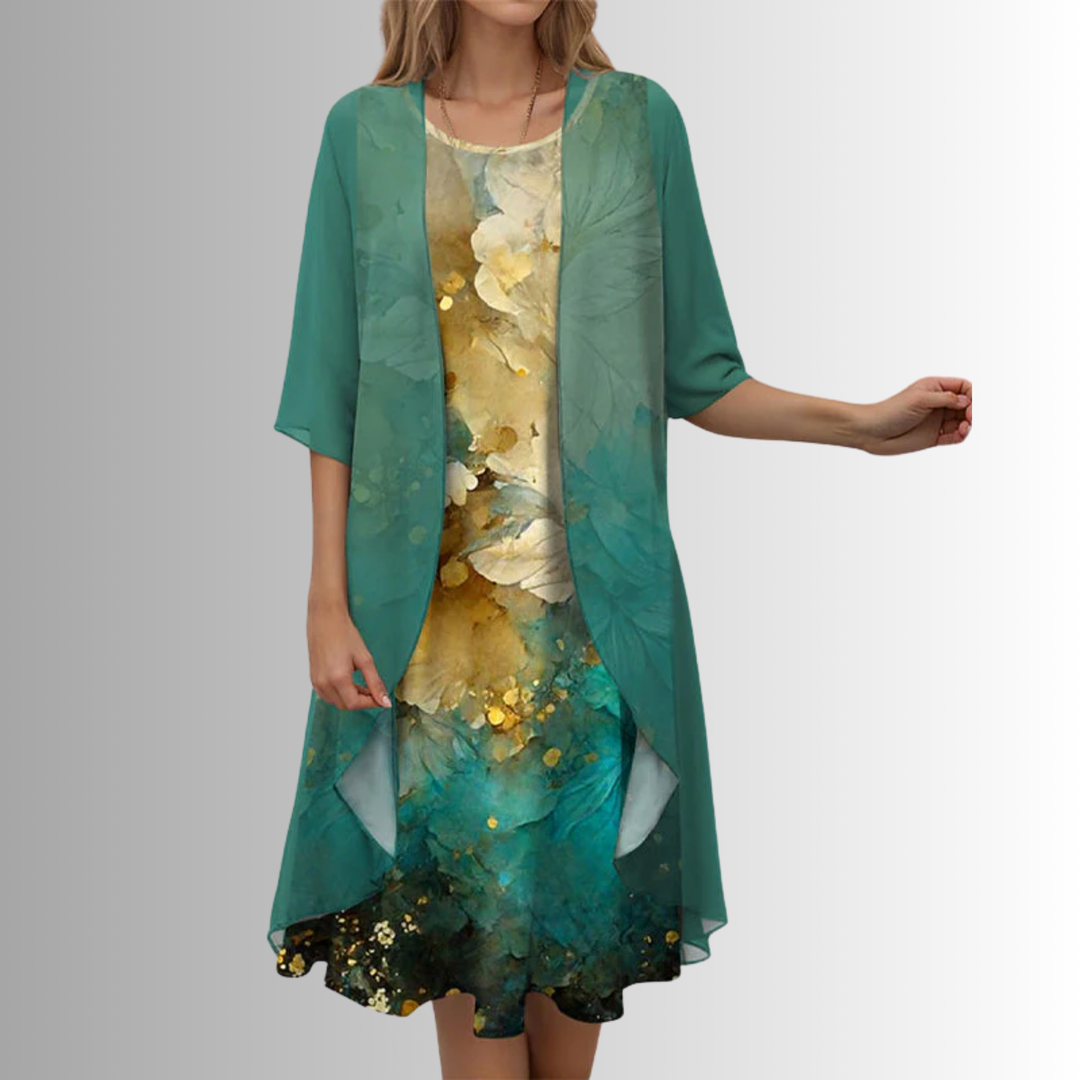 Chrisy | Elegant 2-Piece Summer Set for Women - Flowy Chic Blouse and Dress Combo