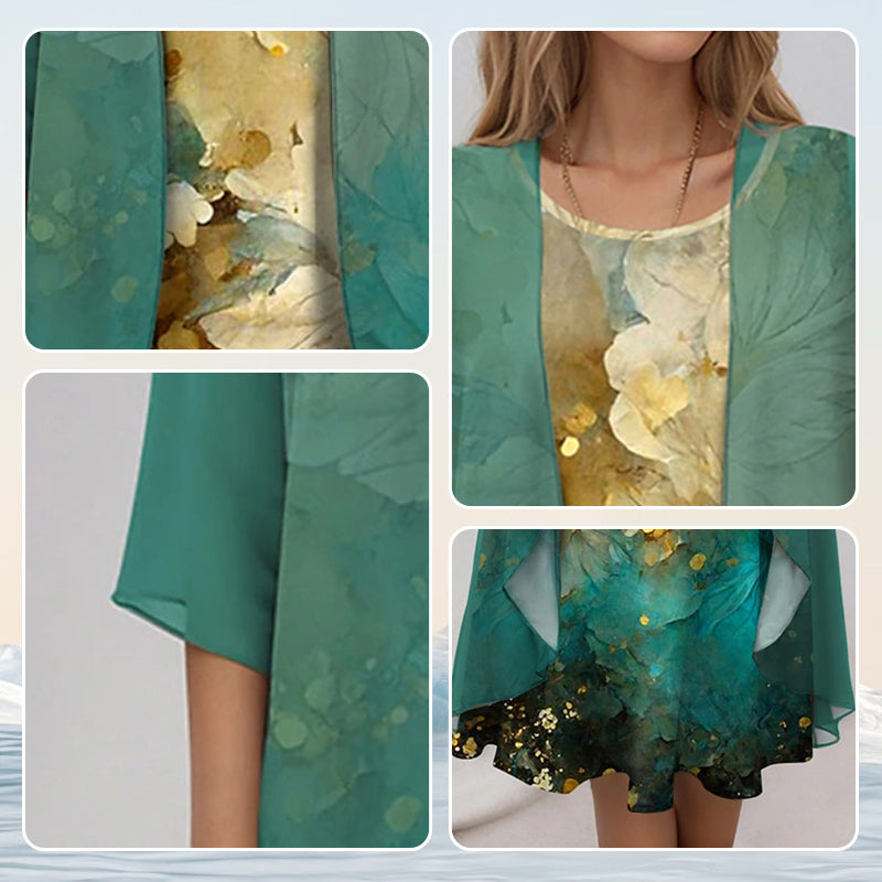 Chrisy | Elegant 2-Piece Summer Set for Women - Flowy Chic Blouse and Dress Combo