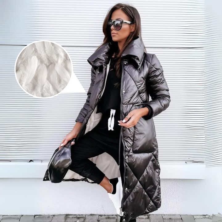 Amelia - Quilted Longline Winter Coat