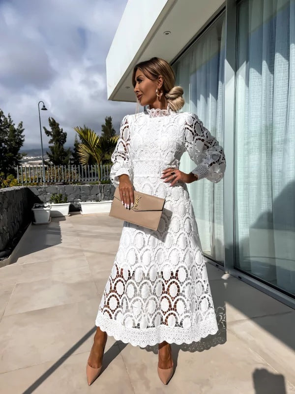 Sylvette | Lace Midi Dress – Effortless Elegance, Everyday Comfort