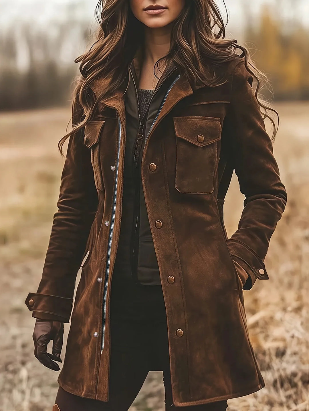 Eden - Classic Long Brown Coat Jacket