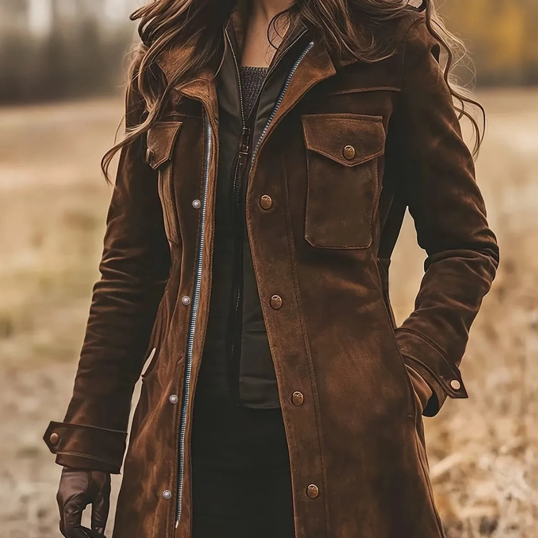 Eden - Classic Long Brown Coat Jacket