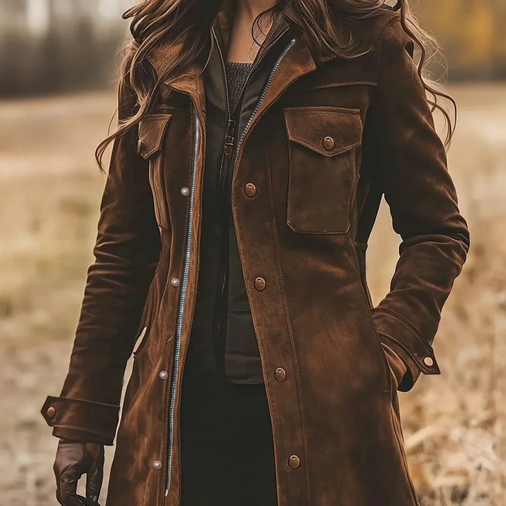 Eden - Classic Long Brown Coat Jacket