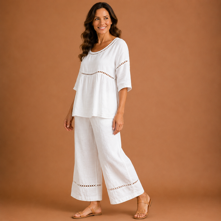 SYLVIA | Embroidered Trim Trouser Set