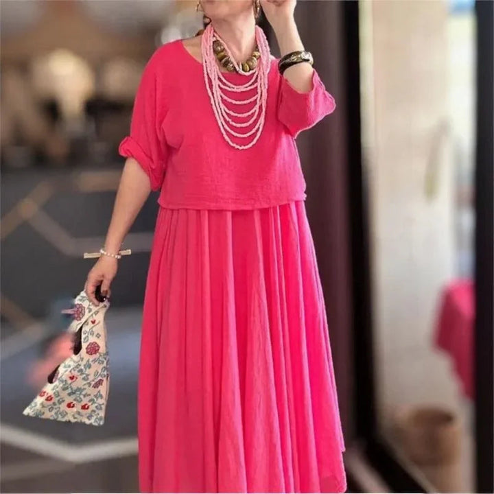 Jennifer | Linen Set with Layered Style / Two Pieces, Charm that Transcends Borders!