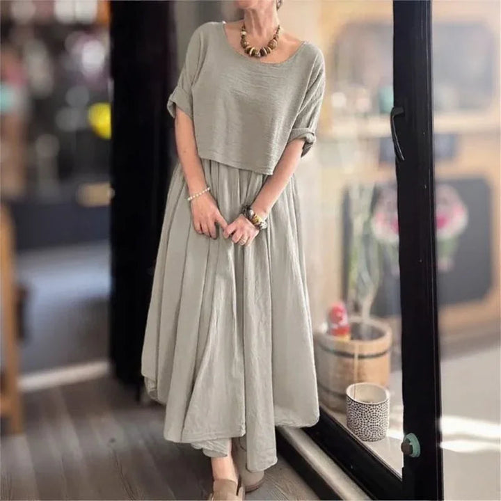 Jennifer | Linen Set with Layered Style / Two Pieces, Charm that Transcends Borders!