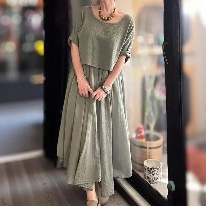 Jennifer | Linen Set with Layered Style / Two Pieces, Charm that Transcends Borders!
