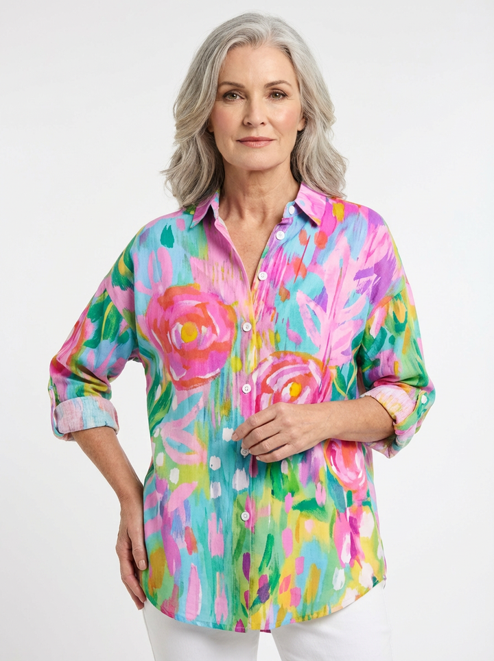 Livia | Rainbow Blossom Blouse
