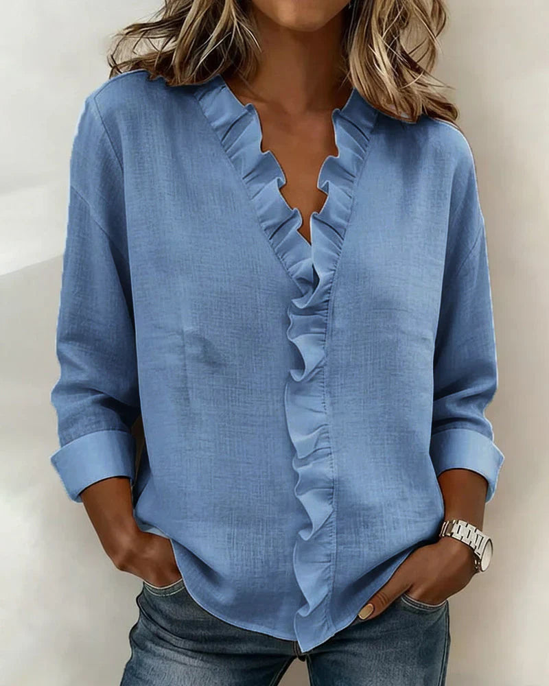 Theresa | Ruffle V-Neck Blouse