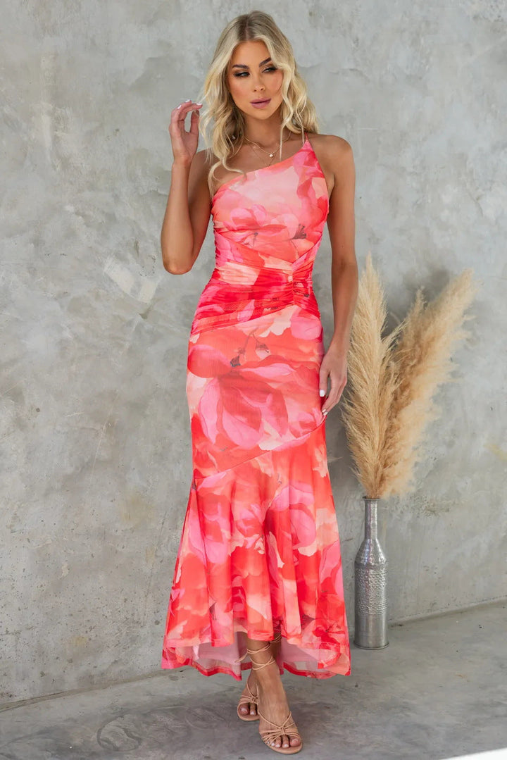 Abigail | Floral Print One-Shoulder Dress