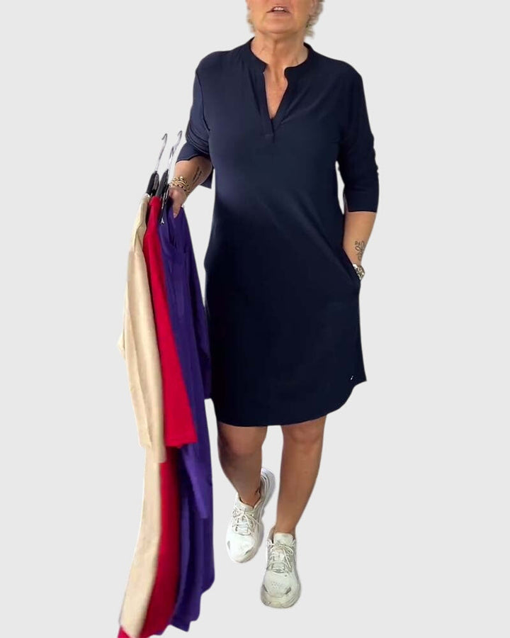 Annie | Solid V-Neck Dress