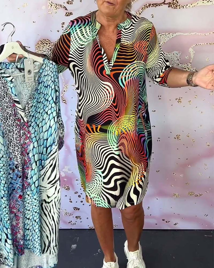 Ria™ | Colorful V-neck Dress