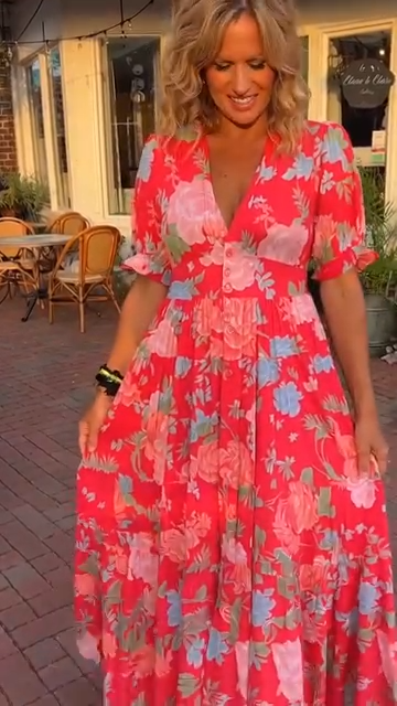 Minelda | Elegant Floral V-neck Dress