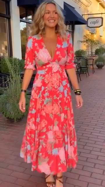 Minelda | Elegant Floral V-neck Dress