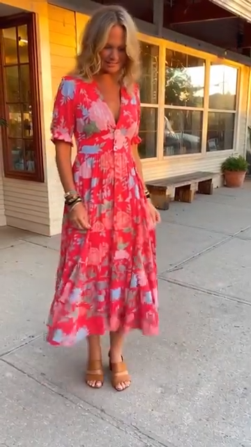 Minelda | Elegant Floral V-neck Dress