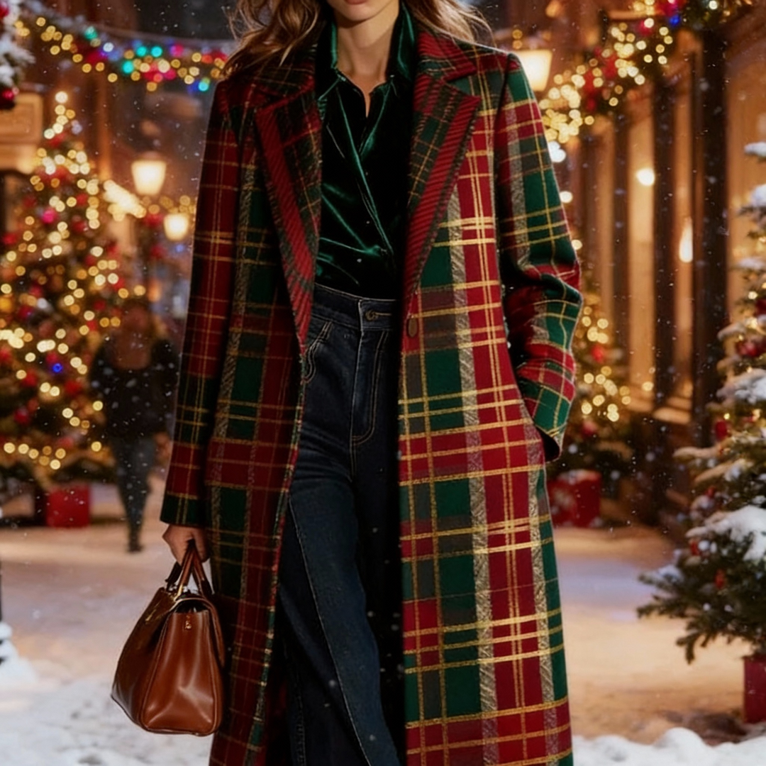 Clara - Timeless Plaid Long Coat
