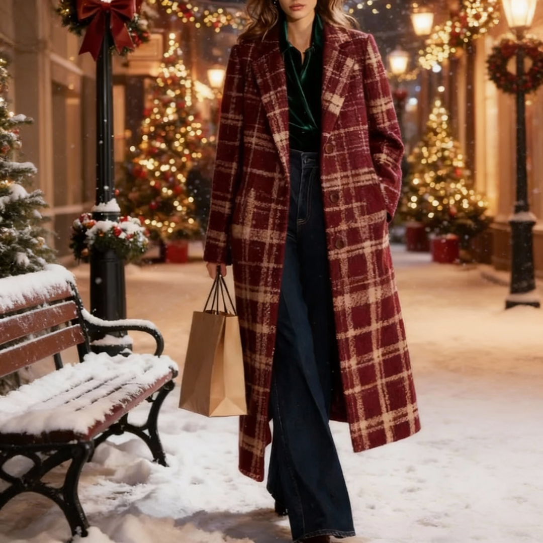 Clara - Timeless Plaid Long Coat