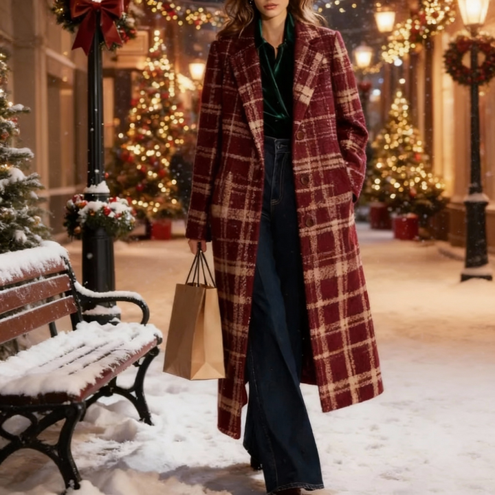 Clara - Timeless Plaid Long Coat