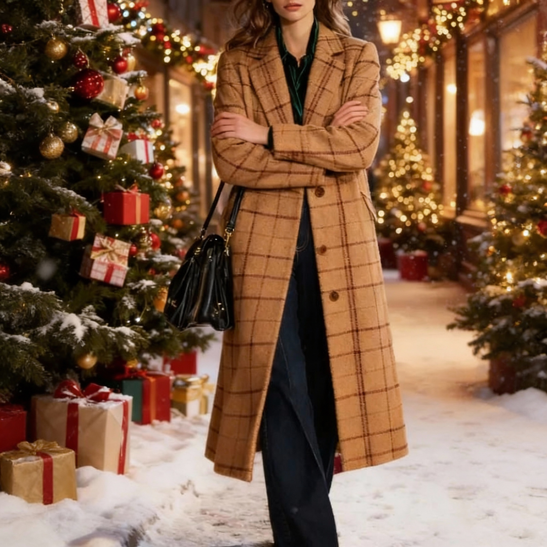 Clara - Timeless Plaid Long Coat