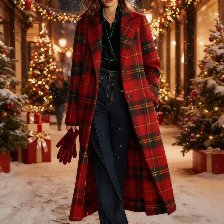 Clara - Timeless Plaid Long Coat