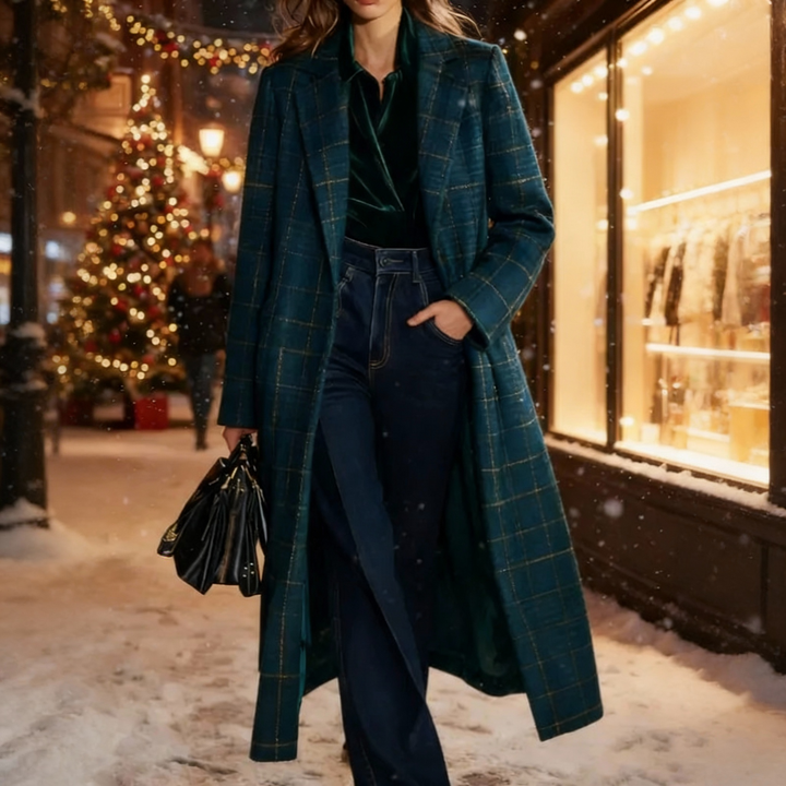 Clara - Timeless Plaid Long Coat