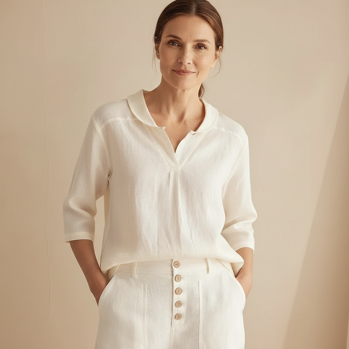 Claire | Linen Shawl Blouse