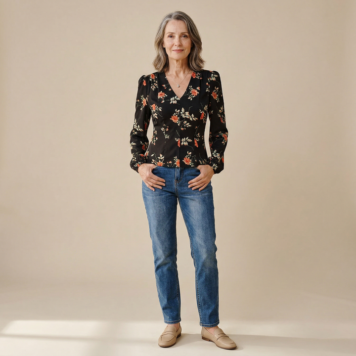 Elaine | Floral V-Neck Blouse