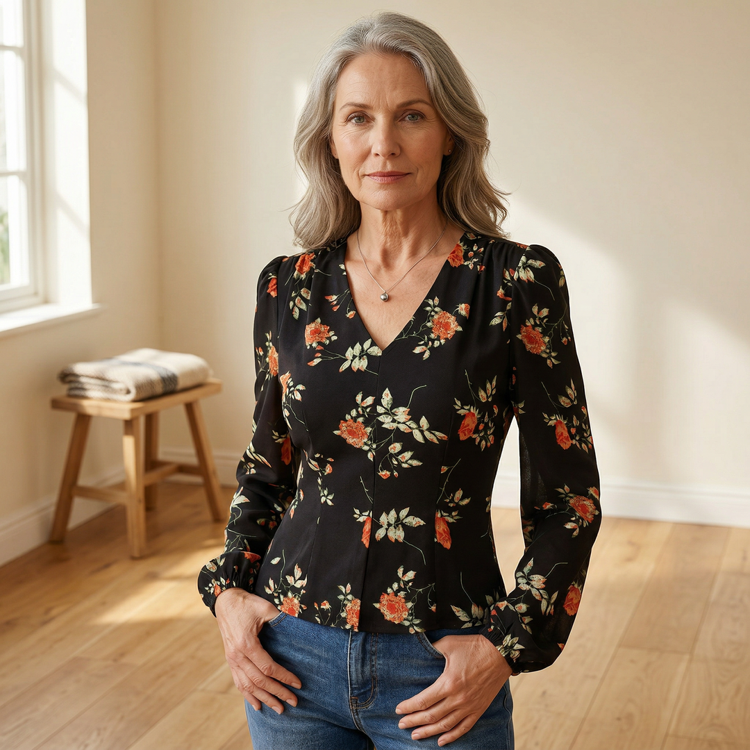 Elaine | Floral V-Neck Blouse