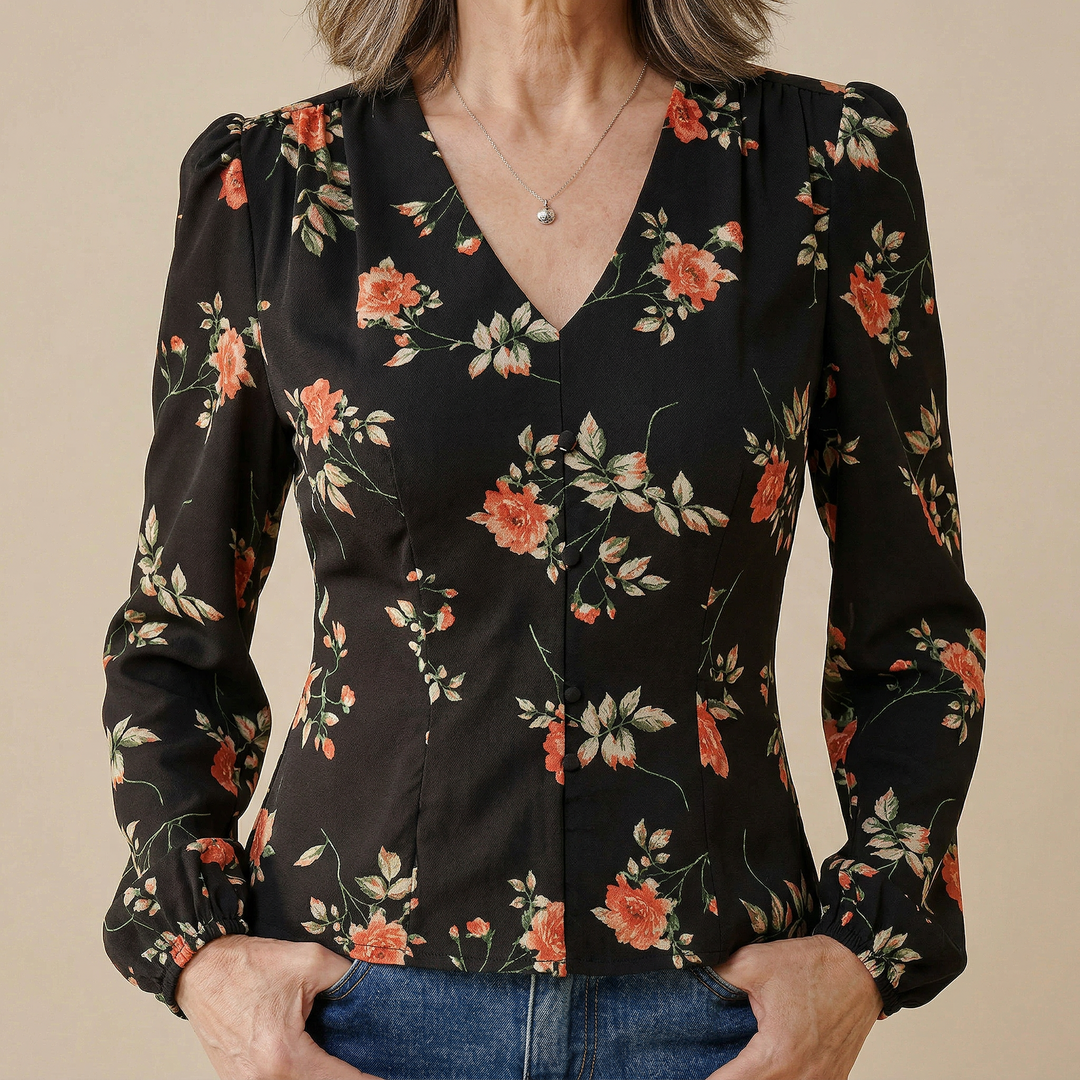 Elaine | Floral V-Neck Blouse