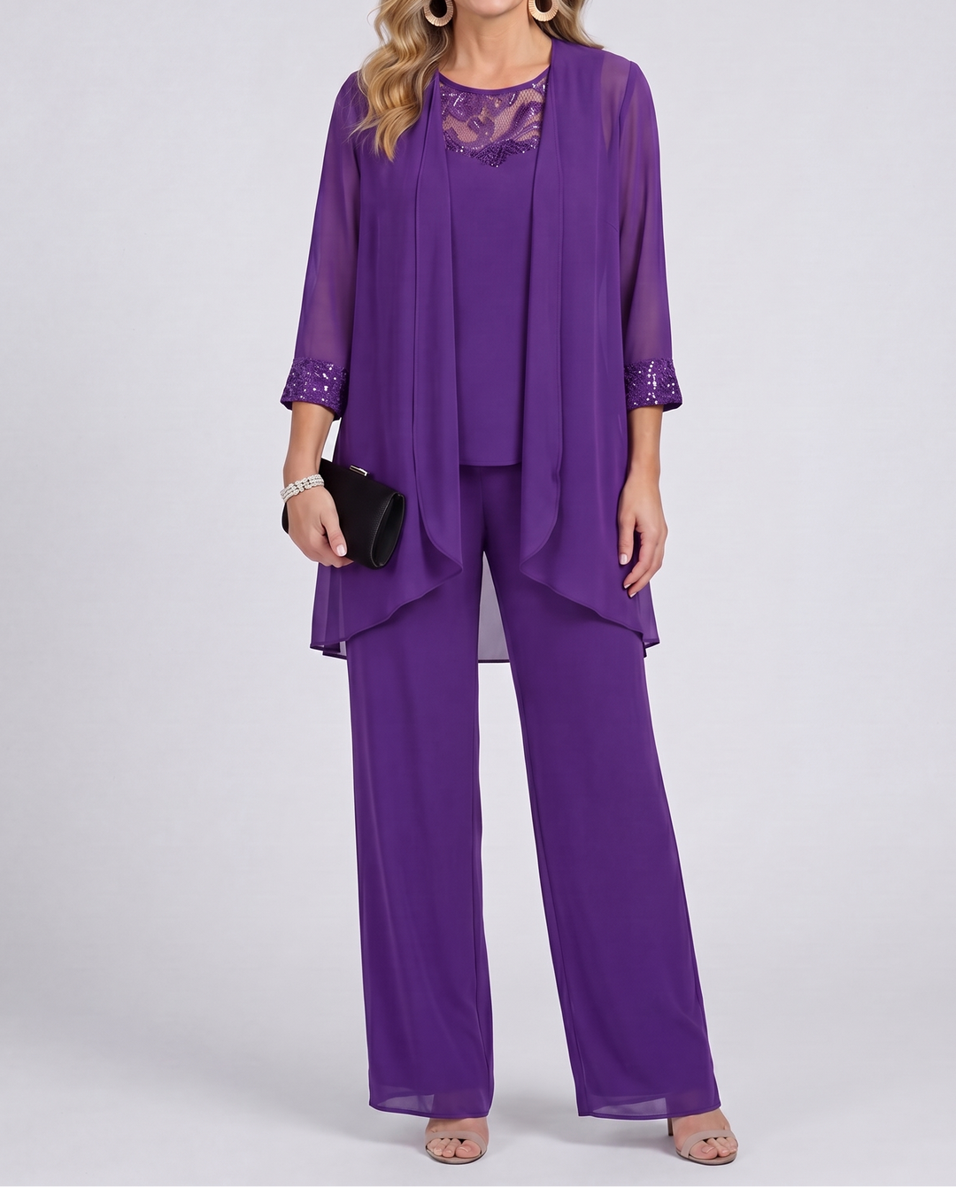 Lillie | Linen Three-Piece Set — Jacket, Top & Wide-Leg Pants
