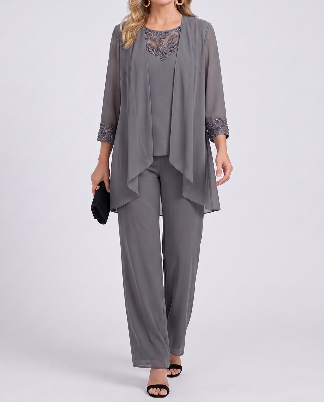 Lillie | Linen Three-Piece Set — Jacket, Top & Wide-Leg Pants