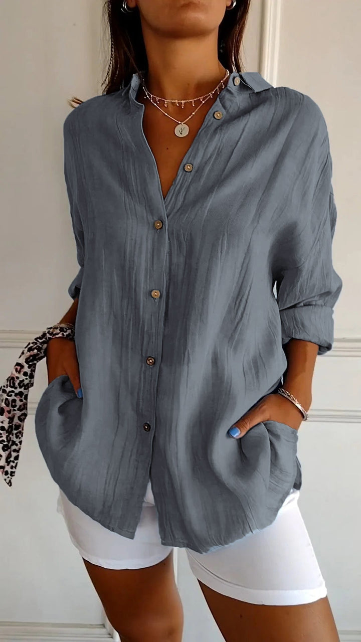 Clara - Elegant Solid Color Commuter Blouse