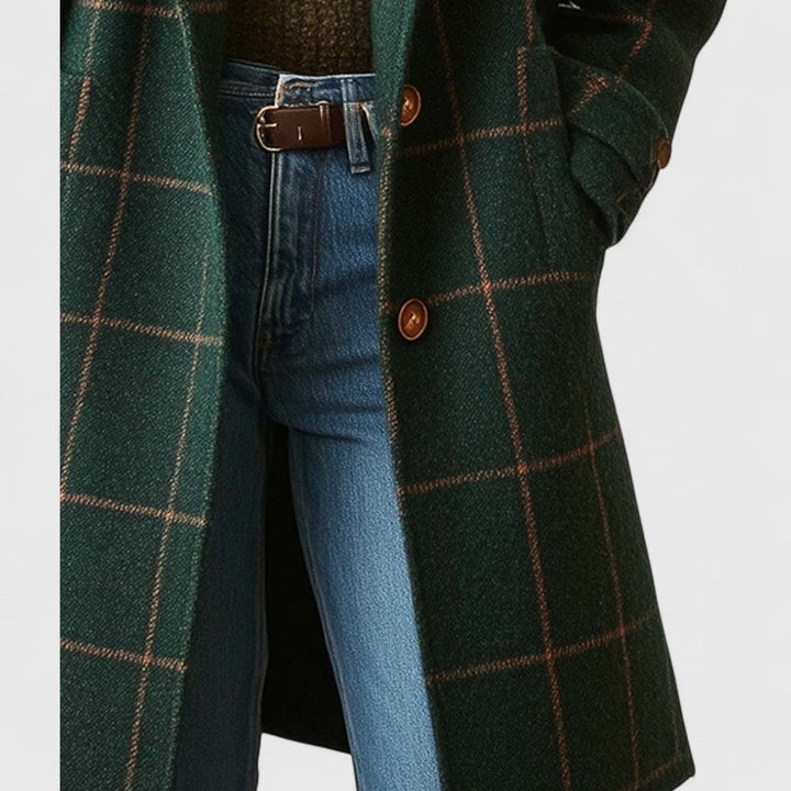 Fiona – Classic Checkered Mid-Length Coat