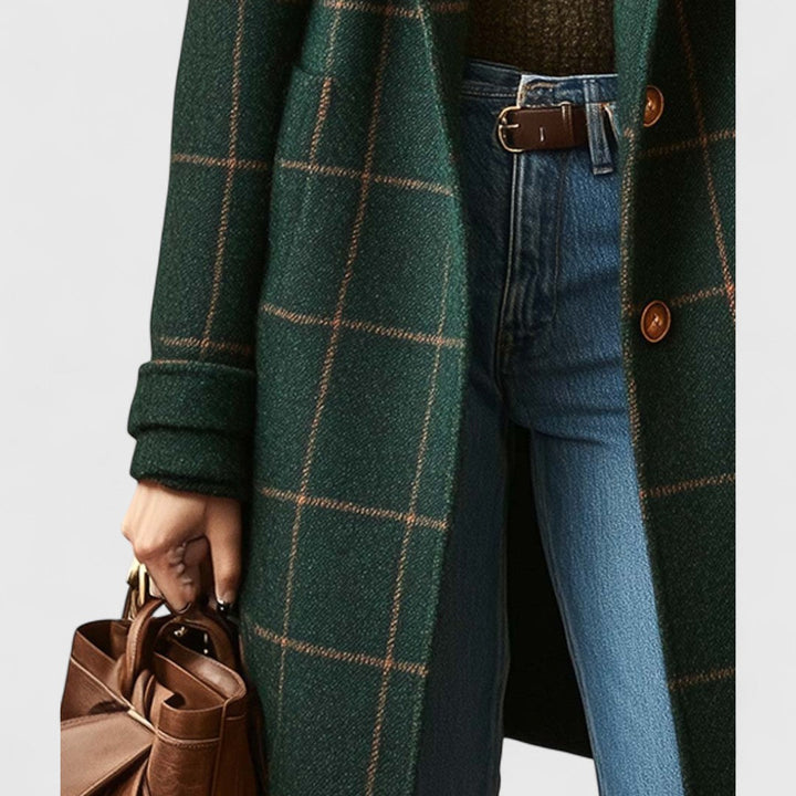 Fiona – Classic Checkered Mid-Length Coat